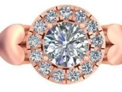 Heart Style Halo Set Unique Ring  3D print model