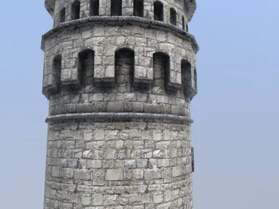Medieval French Castle Tower Low-poly 3D model