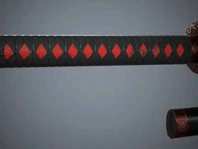 Katana Red Dragon - model and textures Low-poly 3D model
