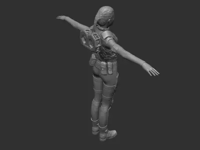 Sci-fi Female soldier sculpt 3D model