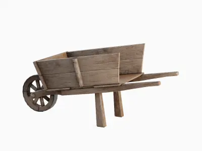 Medieval Wooden Cart 04 Low-poly 3D model