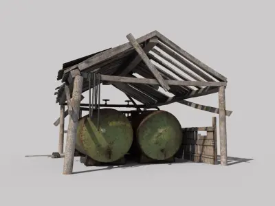 Old oil tank in open storage 3D model