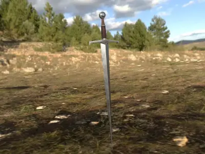 Medieval Sword Low-poly 3D model 19
