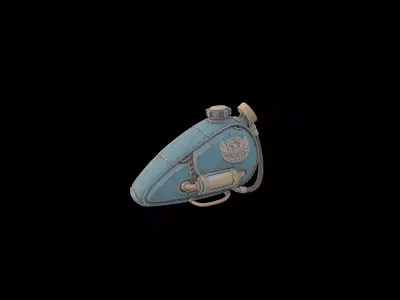 Low Poly Stylized Moto Custom Fuel Tank Low-poly 3D model