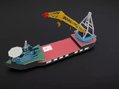 Port Unloading Ship Animation 3D model