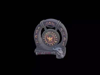 Low Poly Stylized Infernal Ritual Gong Low-poly 3D model