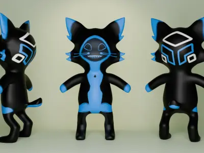 cute fox character Low-poly 3D model