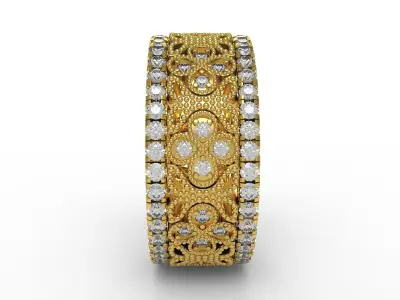 Antique Filigree Design Eternity Band with Wedding Band 3D print model