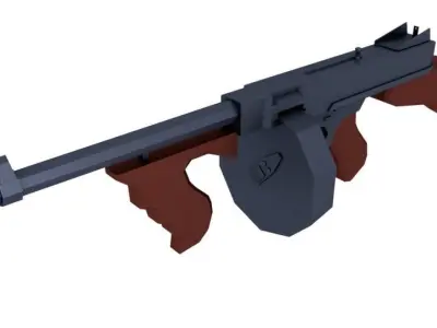 Tommy Gun Low-poly 3D model