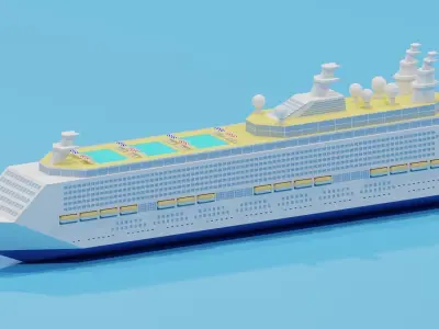 Cartoon Cruise Ship 3D model