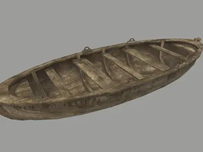 boat 4 wooden Low-poly 3D model