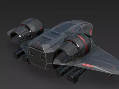 Futuristic Black Sci Fi Drone Low-poly 3D model