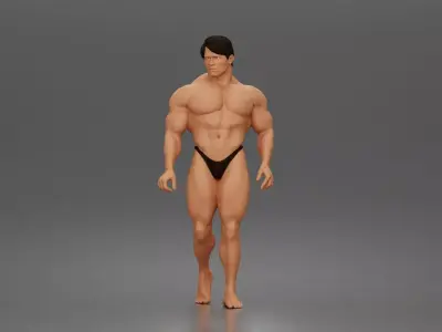 The muscular Arnold walks forward showcasing sculpted physique 3D print model