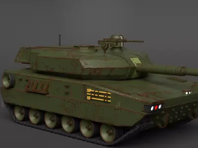 Green Military Tank  Low-poly 3D model