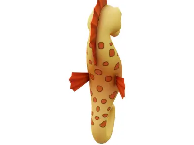 Yellow Seahorse Cartoon  Animated  Low-poly 3D model