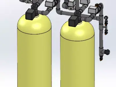Multi-Media Filter Assembly D24XH72 FRP Tanks 3D model