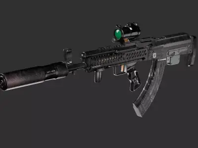 Game-Ready Tactical Assault Rifle I 14K Quads I 2K PBR Low-poly 3D model