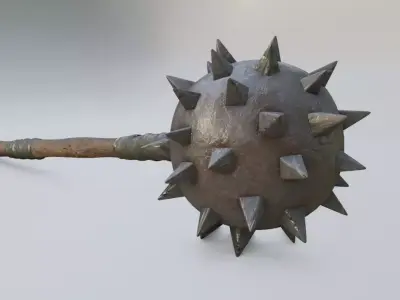 medieval Spiked Club with pbr textures Low-poly 3D model