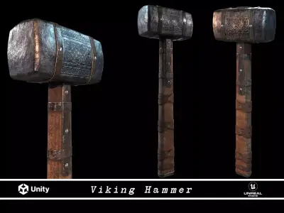 Old Viking Hammer Weapon - Game Ready - Low Poly Low-poly 3D model