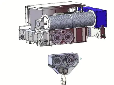 Heavy Duty 20 Ton Trolley Frame Crane with Electric Winch 3D model