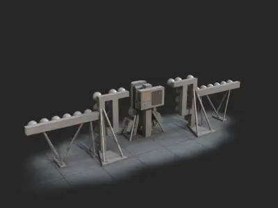 Fresnel lensoptical aid system of Aircraft Carrier Low-poly 3D model