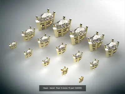 Head - bezel Pear  Marquise 99 part 3D Model Pack
