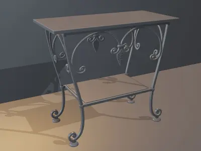 Metal table with glass top 3D model