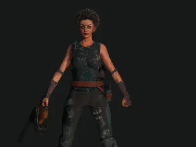 AAA 3D APOCALYPTIC FEMALE 01 - REALISTIC GAME READY CHARACTER Low-poly 3D model