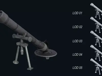 Asset - Army - M252 81mm mortar Low-poly 3D model