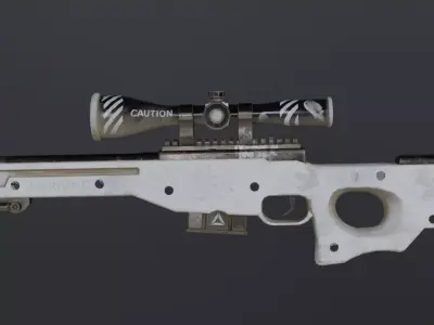 AWP Low Poly Sniper Rifle Game Ready Quad Topology  PBR Textures Low-poly 3D model