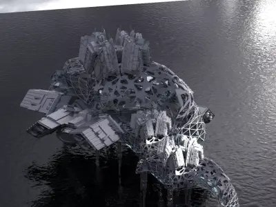Dark Alien Hybrid base design Exterior 9 3D model