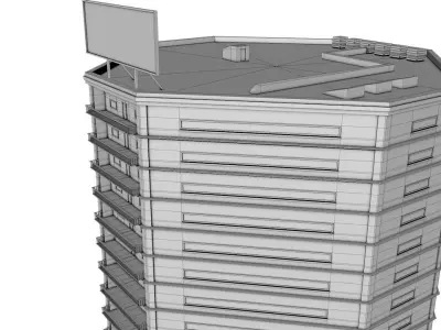 Background high rise optimized building 1 Low-poly 3D model