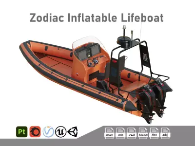 Zodiac Inflatable Lifeboat  Low-poly 3D model