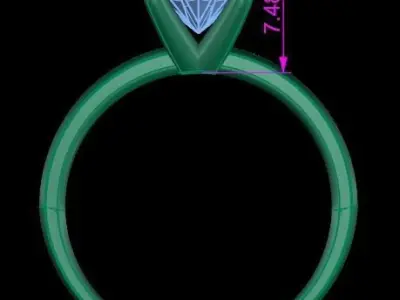 Dainty Solitaire 4 Prong Engagement Ring 8MM 3D print model