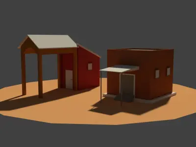Low Poly Farm Sheds Low-poly 3D model