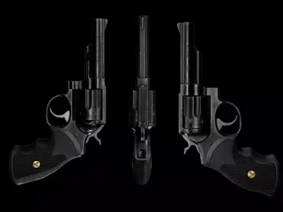Game Ready Ruger Security Six Revolver PBR Rigged Low-poly 3D model
