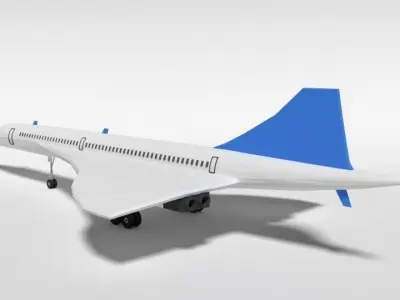 Low Poly Cartoon Concorde Airplane Low-poly 3D model