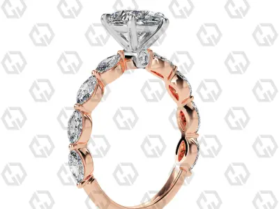Ring 177 Pear Shape marquise on shanks with Gems 3D print model
