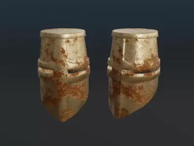 Rusted Medieval great helmet - medieval helmet Low-poly 3D model