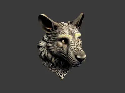 Animal Head Low-poly 3D model 6