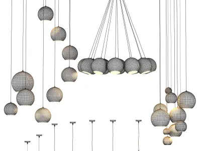 Copper Shade Chandelier 3D model