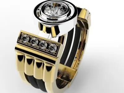 Ring with gems 3D print model get