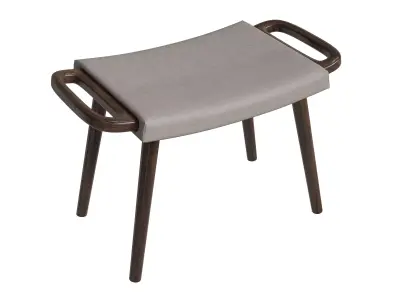 Classic Mid Century Sleek Cushioned Ottoman 3D model