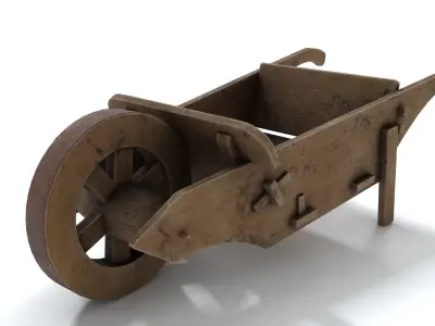 Wooden Wheelbarrow - Low Poly Low-poly 3D model