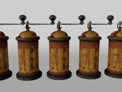Old Italian Coffee Grinder LOD Low-poly 3D model