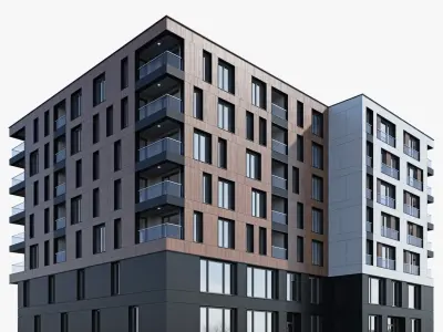 Modern residential building 6 3D model purchase