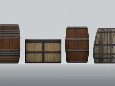 Barrel Collection set of wooden barrels 3D model