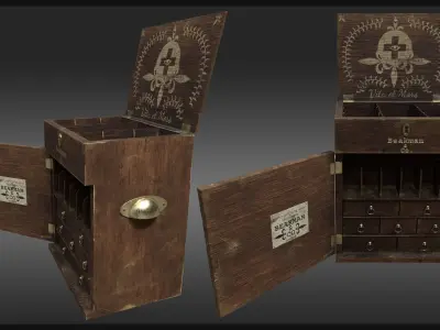Plague Doctor Medicine Chest Low-poly 3D model
