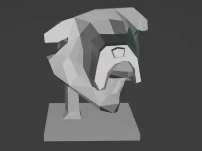 Bulldog lowpoly bust 3D model