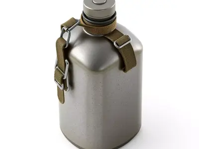 Military Canteen Water Bottle 3D Model Low-poly 3D model
